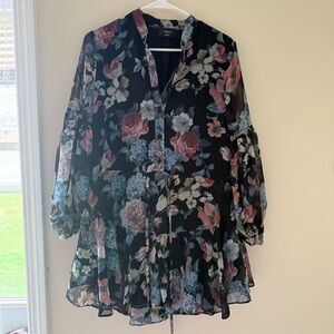 Vici Black Floral Chiffon Peplum Top